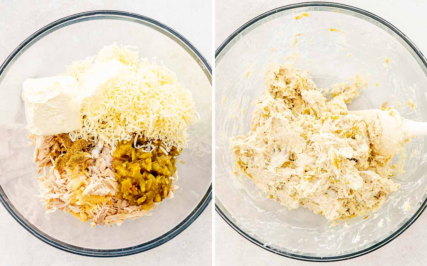 process shots showing how to make chicken enchiladas.