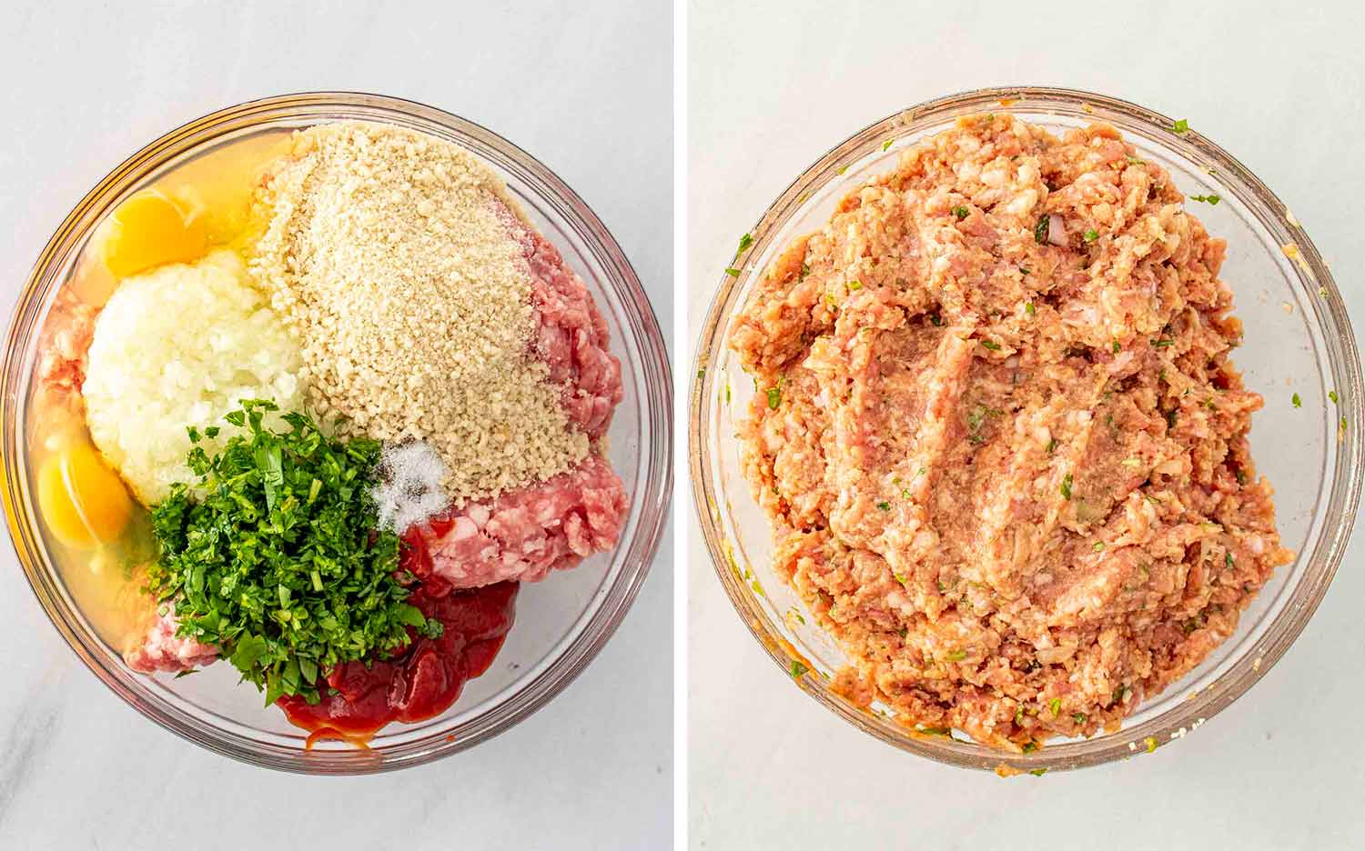 process shots showing how to make cranberry meatballs.