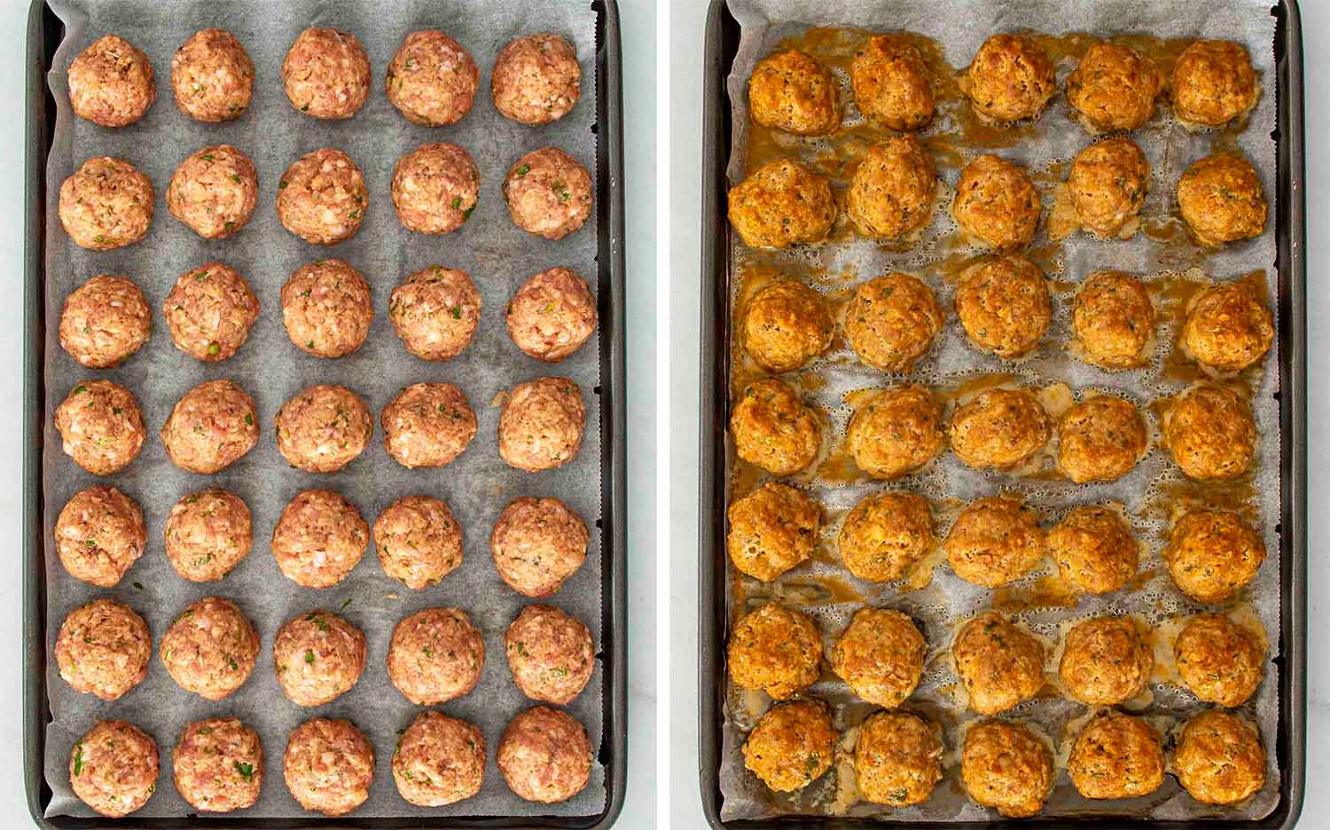 process shots showing how to make cranberry meatballs.