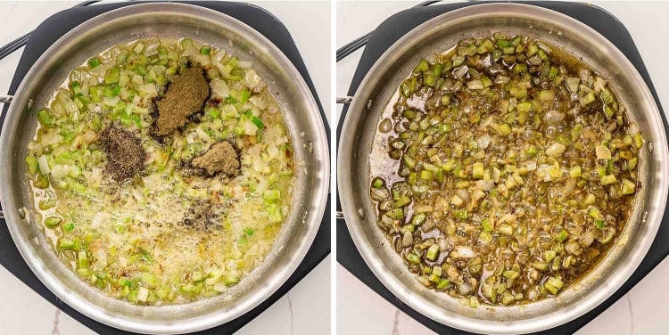 process shots showing how to make easy stuffing.