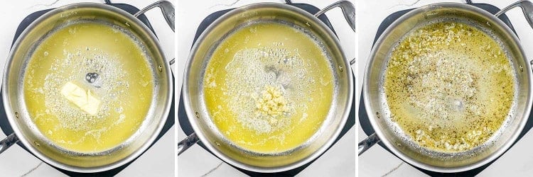 process shots showing how to make fettuccine alfredo.