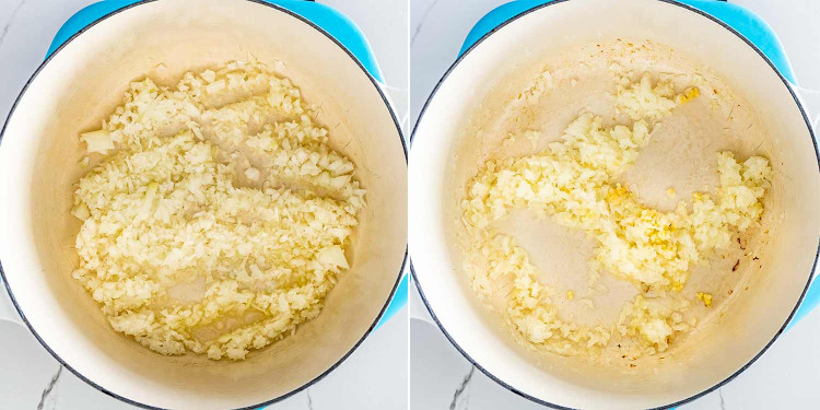 process shots showing how to make one pot pasta.