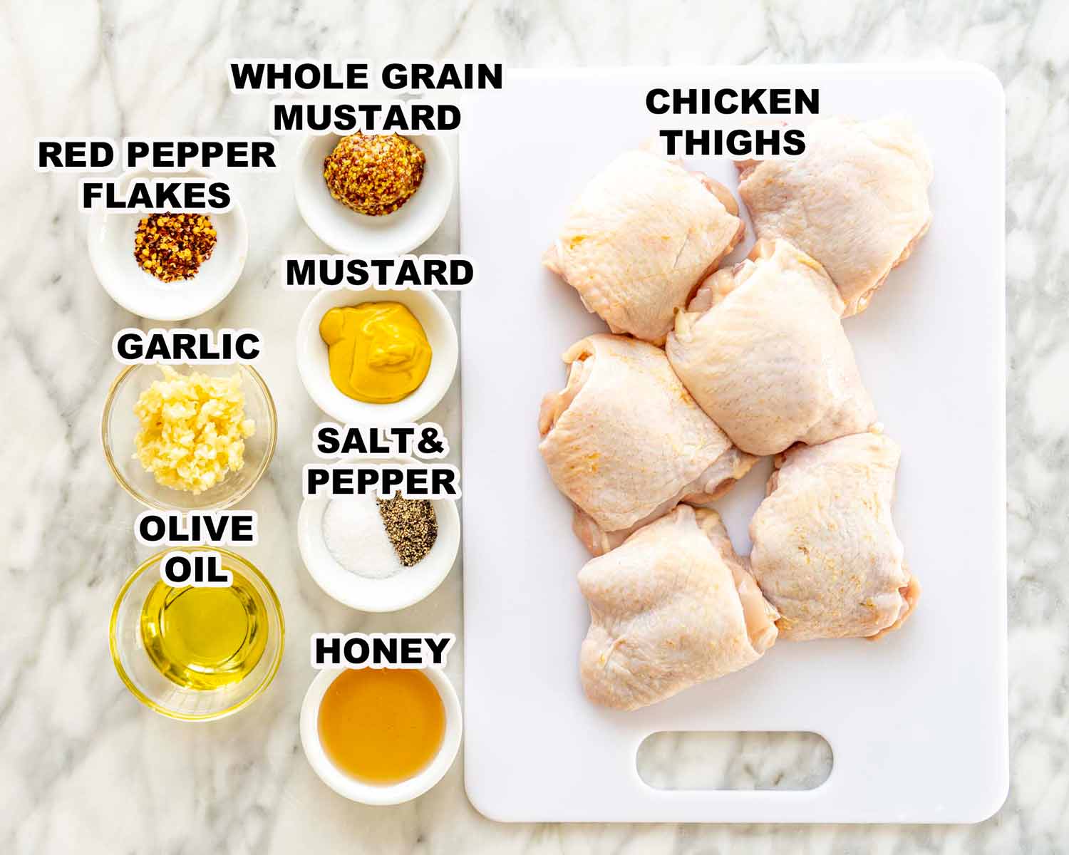 ingredients needed to make oven baked chicken thighs.