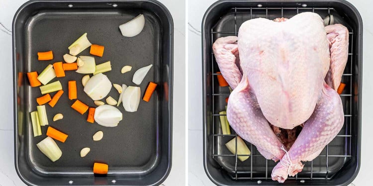 process shots showing how to roast a turkey.