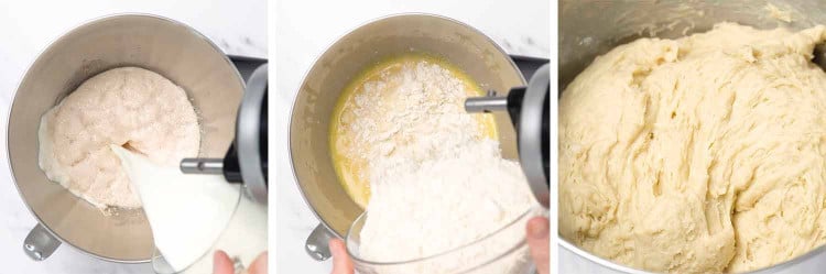 process shots showing how to make texas roadhouse rolls.