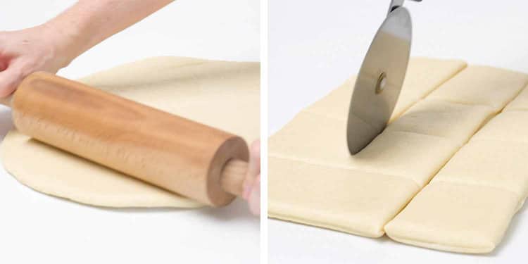 process shots showing how to make texas roadhouse rolls.