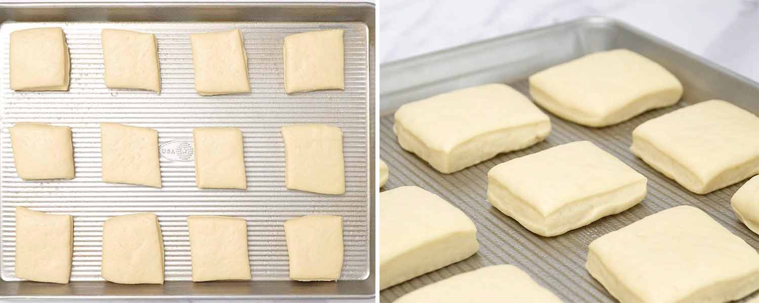 process shots showing how to make texas roadhouse rolls.