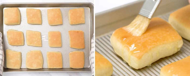 process shots showing how to make texas roadhouse rolls.